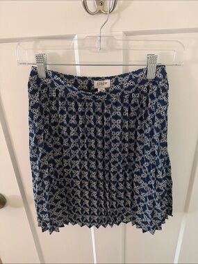 J. Crew Navy and White Floral Pleated Skirt